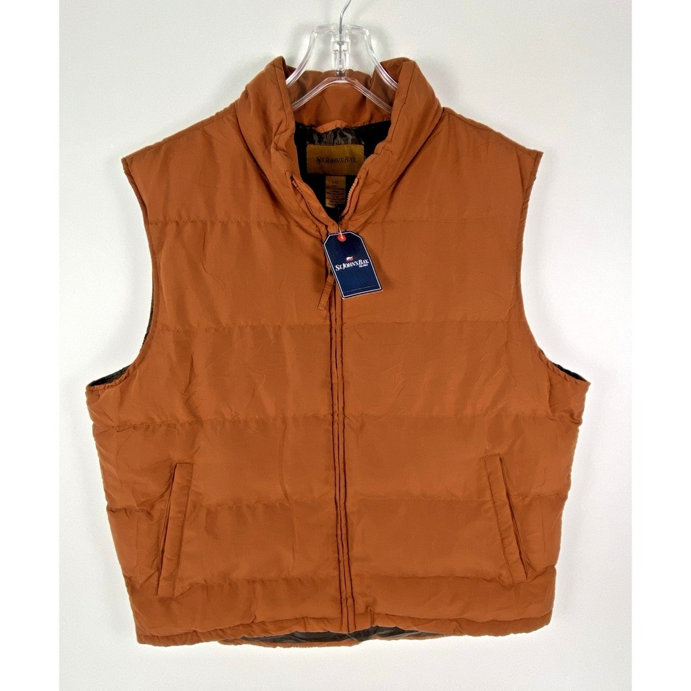 St. John's Bay Men's Puffer Vest Size Large Rust NWT Quilted Full Zip